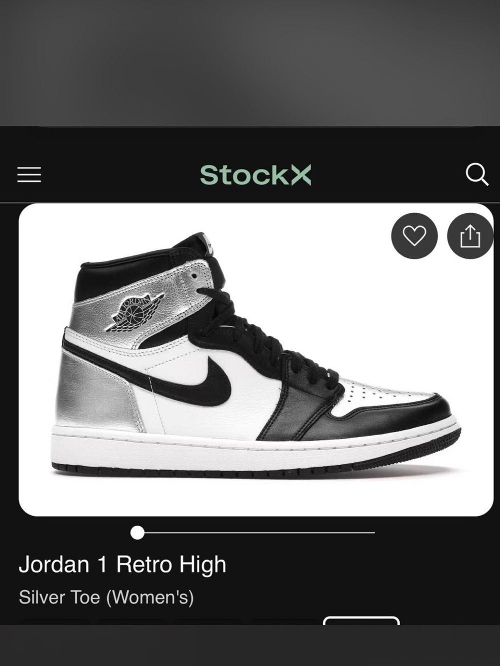 Jordan 1 Retro High - Silver Toe (Black White Silver)